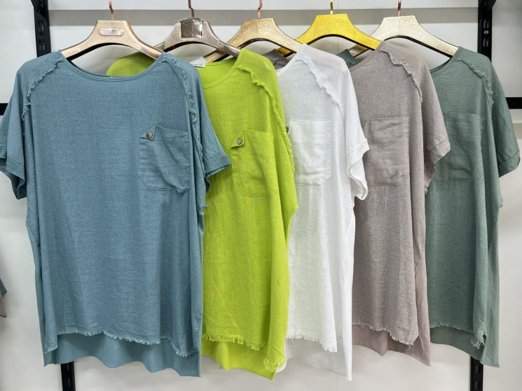 Футболка жіноча льон м.7300 (р:7XL-10XL) 5 кольорів в упаковці 4 штуки  №762204 - Moda SE661