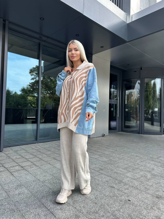 Костюм жіночий комбінований, в’язка акрил 100% + джинс м. #101/3 (р: 42-48) №820600 - 