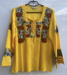 Вишиванка жіноча з коттону (Розмір: S-3XL) жовтого кол, в уп. 6 шт №301325