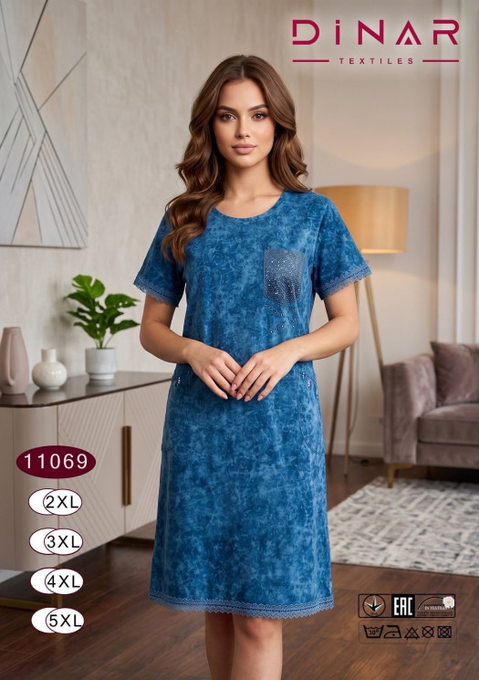 Сукня домашня жіноча "11069" віскоза (р: 2XL-5XL) в упаковці 4 шт. №385123 - Saturn UG 241