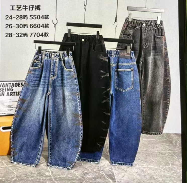 Джинсові штани дитячі, джинс, м.5504 (розмір: 24-28), 4 кольори, в упаковці 5 штук №347312 - 