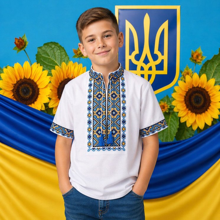 Вишиванка дитяча, паплін (розміри: 6-12 років), в упаковці 7 штук №343268 - Delux 909