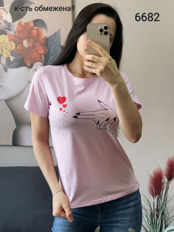 Футболка жіноча, трикотаж, м.6682 (р. 42-46 ), в упаковці 2 штуки №326177 - Korona UG 4477