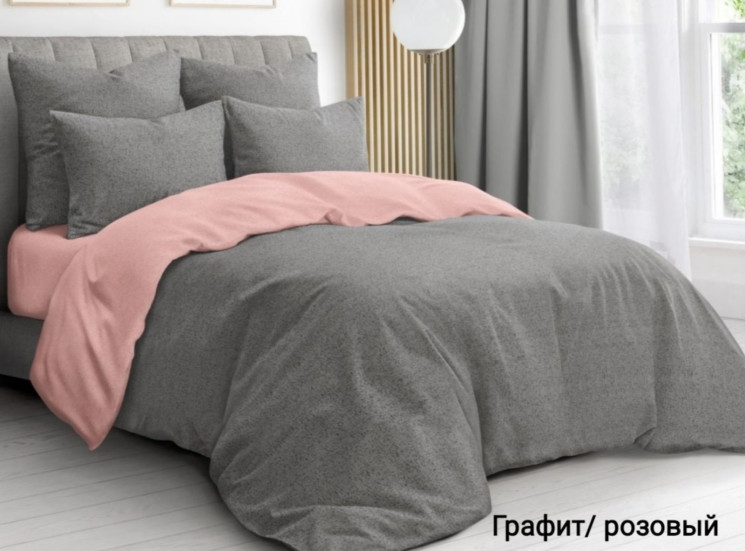 Комплект постільної білизни, бязь, м. Графит/розовый (р: полуторний) №333982 - Palma RZ3641