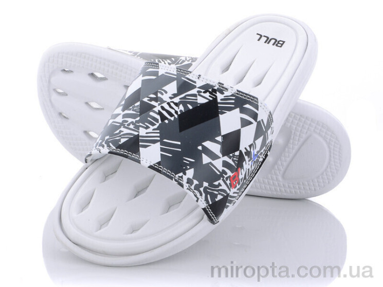 Шльопанці R021 (w43) white-black (08841) р: 40-45, в упаковці: 6 пар, купити тільки гуртом - 952463