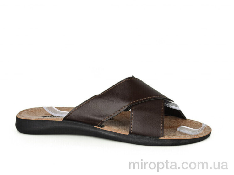 Шльопанці 2402 brown р: 41-46, в упаковці: 6 пар, купити тільки гуртом - 1078769