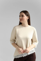 Кофта жіноча асиметрична з мереживом, турецька тканина м. 227 (р: М, L, XL, XXl) №830035