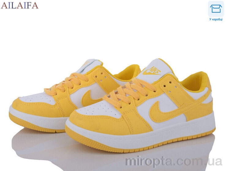 Кросівки AJ06 white-yellow р: 36-41, в упаковці: 8 пар, купити тільки гуртом - 935533