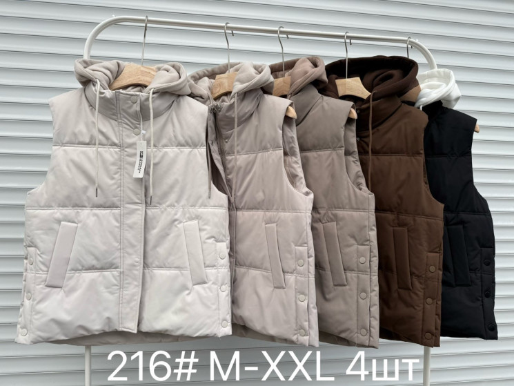 Жилетка жіноча, плащівка, синтепон, м.216 (розмір: M-XXL ), 5 кольорів, в упаковці 4 штуки №340512 - Vanda SE1013