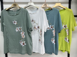 Футболка жіноча льон м.9542 (р:7XL-10XL) 4 кольора в упаковці 4 штуки  №762207