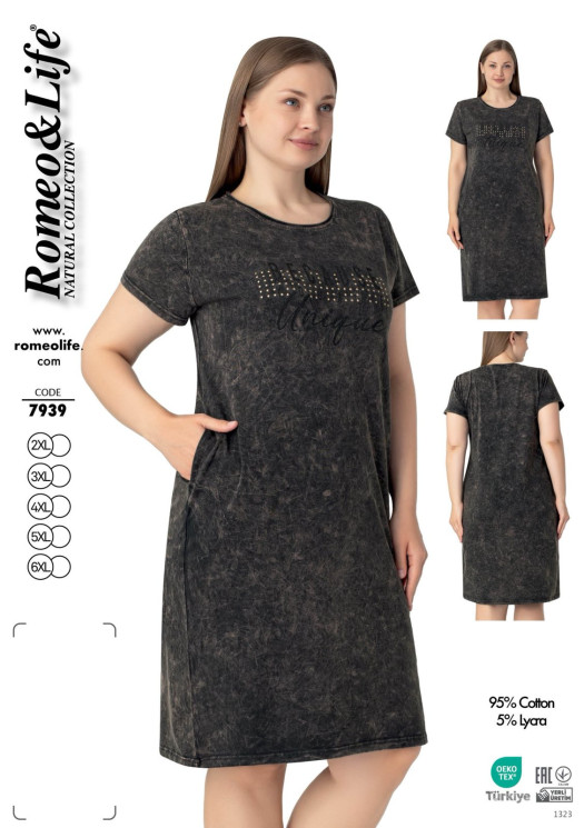 Сукня домашня жіноча "7939" (р: 2XL,3XL,4XL,5XL,6XL) в упаковці 5 шт. №369877 - Romex HR1980