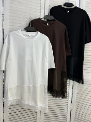 Футболка жіноча "2283" котон (р: one size) 3 кольори, в упаковці 5 шт. №385986
