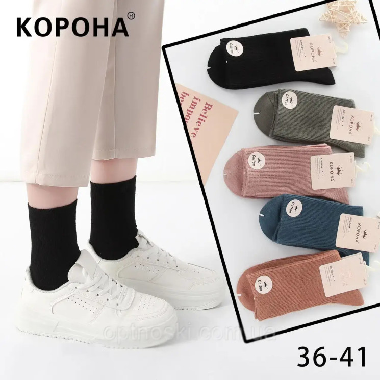 Шкарпетки жіночі бавовна (Розмір: 36-41) мікс кол. в уп 10 штук №301416 - Noski 