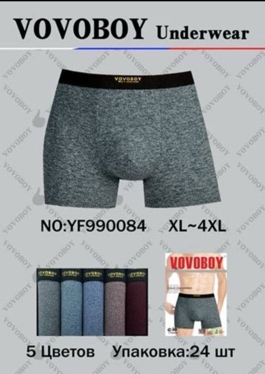 Труси чоловічі, бамбук, м.Y990084 (розмір: XL-4XL), мікс кольорів, в упаковці 24 шт. №334008 - VanKiey 434
