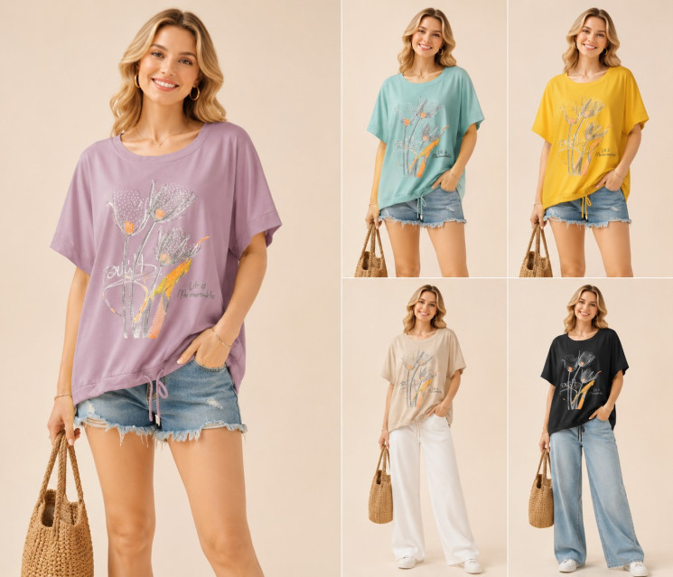 Футболка жіноча трикотаж куліска м.916 (р:2XL-5XL) мікс кольорів в упаковці 4 штуки №763000 - Moda SE661