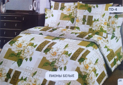Комплект постільної білизни, бязь, м. Пионы белые (розмір: двоспальний) №343059