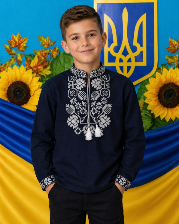 Вишиванка дитяча, паплін (розміри: 6-12 років), в упаковці 7 штук №343270 - Delux 909
