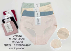 Труси жіночі котон м.Y2164 (розмір: XL-3XL) мікс кольорів в упаковці 12 штук  №755678