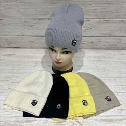 Шапка підліткова GRL Style, акрил в'язка, одинарна (Р: 54-56 см), різні кольори, в упаковці 5 шт. №319721