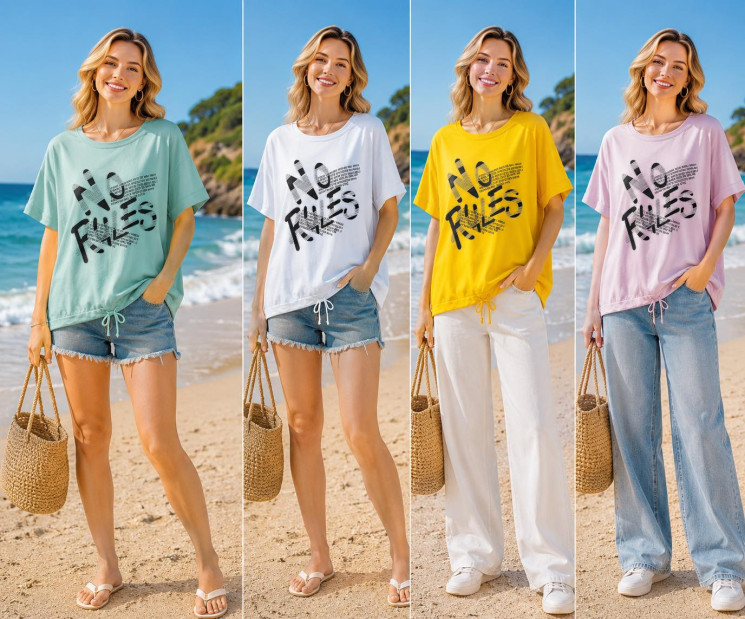 Футболка жіноча трикотаж куліска м.911 (р:2XL-5XL) мікс кольорів в упаковці 4 штуки №763001 - Moda SE661