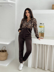Костюм жіночий з анімалістичним принтом, оксамит м. 228В (р. S, M, L, XL) шоколад №415937
