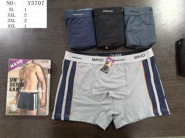 Труси чоловічі  м.Y5707 (розмір: XL-4XL)  мікс кольорів  в упаковці 24 штуки №755462 - Haner 449/451