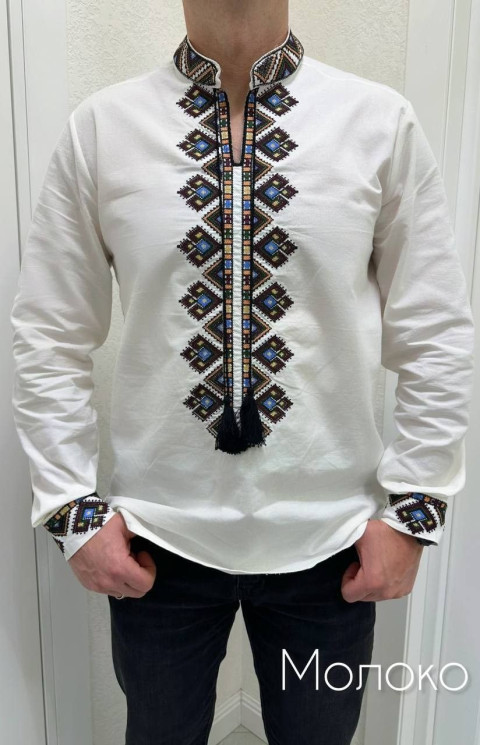 Вишиванка чоловіча, льон (Розмір: S-XL), в упаковці 4 штуки №328576 - Delux 909