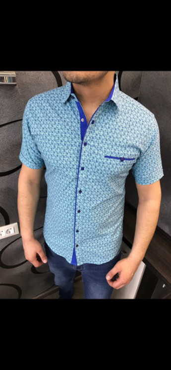 Сорочка No Brand р M-3XL Чоловіча R42 l.blue - NikNumbers SE1041-1042