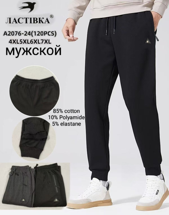 Спортивні штани чоловічі, трикотаж, м.А2076-24 (Розмір: 4XL-7XL ), 2 кольори, в упаковці 6 штук №340360 - Hang SE641