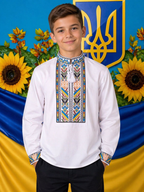 Вишиванка дитяча, паплін (розміри: 6-12 років), в упаковці 7 штук №343272 - Delux 909
