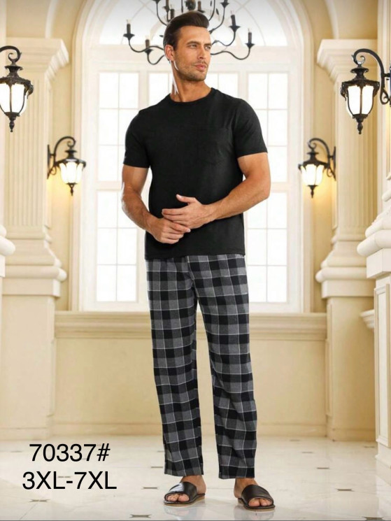 Піжама чоловіча, трикотаж, м.70337 (р. 3XL-7XL), в упаковці 5 шт. №343521 - Focus zel 1396