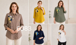 Сорочка жіноча "6083" котон (р: 48-58) 5 кольорів, в упаковці 6 шт. №387060
