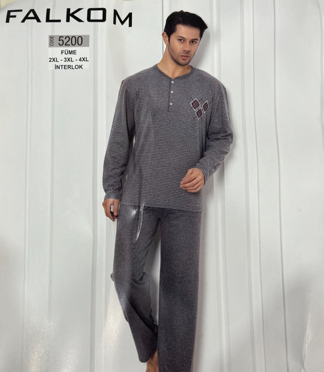 Домашній костюм чоловічий, інтерлок, м.7056 (р. 2XL-4XL), 2 кольори,  в упаковці 3 штуки №321413 - 