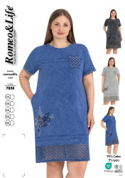 Сукня домашня жіноча "7858" (р: 2XL,3XL,4XL,5ХL,6ХL) 3 кольори, в упаковці 5 шт. №370787