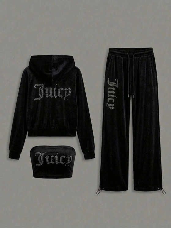 Костюм жіночий трійка " Juicy", плюшевий велюр м. 1756 (р: 42-46) №829915 - 