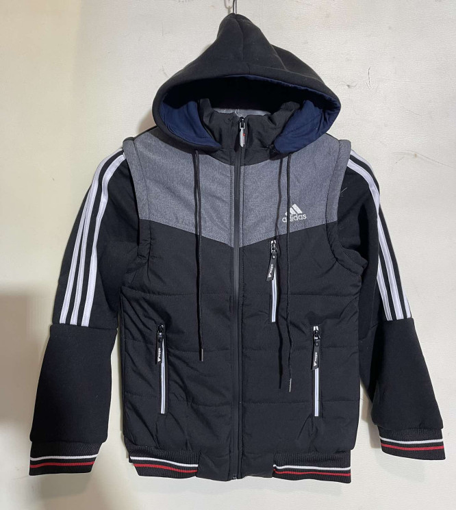 Куртка дитяча (Розмір: 34-42)  плащівка "Adidas" сірий+чорний колір в упаковці 5 штук №8167694 - Dasha SER2146_SE1030 