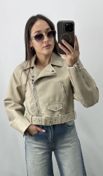 Куртка-косуха жіноча "vintage”, екошкіра + підклад м.3081 (р: S, M, L) №814489