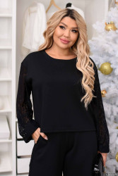 Костюм жіночий, італійський трикотаж + гіпюр м. 397 (р: 50-52, 54-56, 58-60) №818124