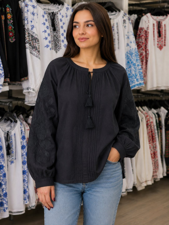 Вишиванка жіноча, льон (розміри: S,M,L ), в упаковці 3 штуки №348688 - Delux 909