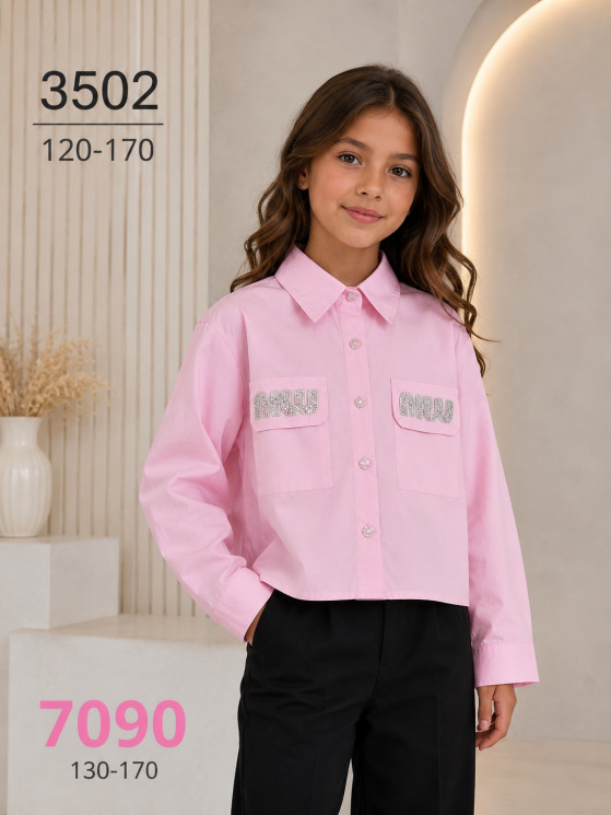 Сорочка шкільна підліткова "3502" котон (р: 120-170см) в упаковці 6 шт. №388072 - AMD SE905