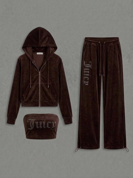 Костюм жіночий трійка " Juicy", плюшевий велюр м. 1756 (р: 42-46) №829916 - 
