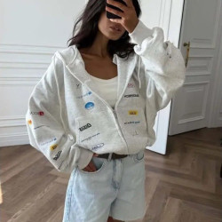 Худі жіноче oversize на блискавці, петля м. 1208 (р: S, M, L) №822092