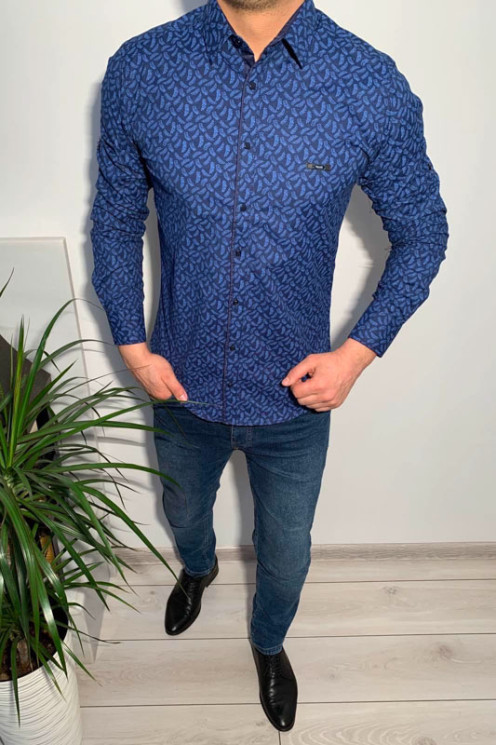Сорочка No Brand р M-3XL Чоловіча R421 blue - NikNumbers SE1041-1042