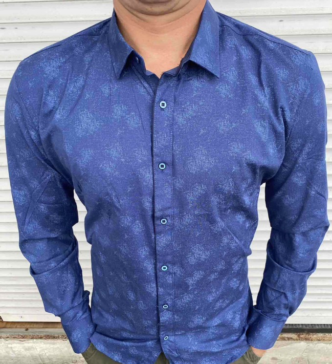 Сорочка No Brand р M-3XL Чоловіча S2957 blue - NikNumbers SE1041-1042