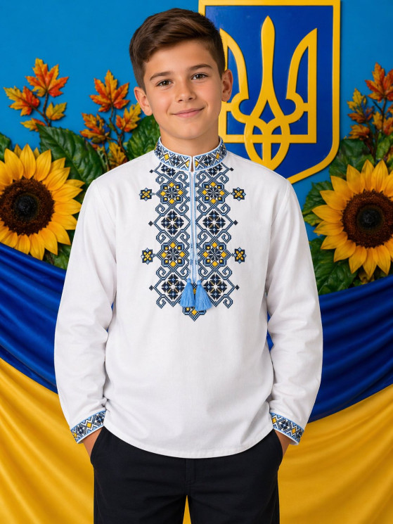 Вишиванка дитяча, паплін (розміри: 6-12 років), в упаковці 7 штук №343274 - Delux 909