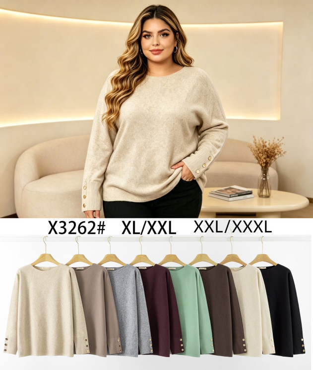 Кофта жіноча "X3262" кашемір (р: 50-56) мікс кольорів, в упаковці 5 шт. №388903 - Kama