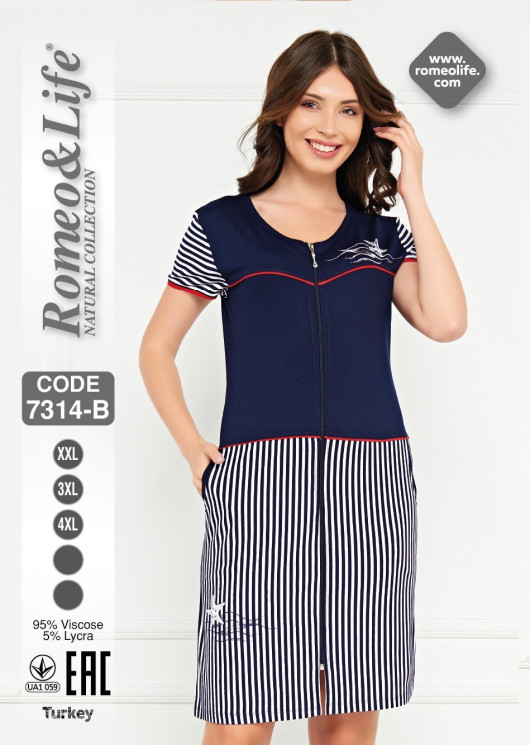 Халат жіночий "7314-В" віскоза (р: 2XL,3XL,4XL) в упаковці 3 шт. №364236 - Romex HR1980