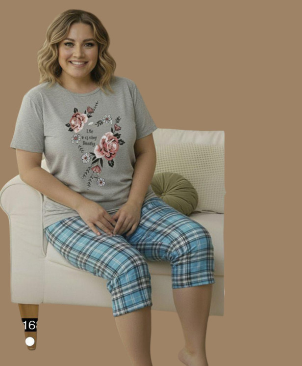 Піжама жіноча, котон (р. L-4XL), в упаковці 5 штук №342625 - Karahan HR1930