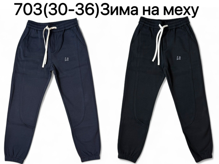Спортивні штани чоловічі, трикотаж, хутро, м.703 (р. 30-36), 2 кольори, в упаковці 7 штук №335535 - 