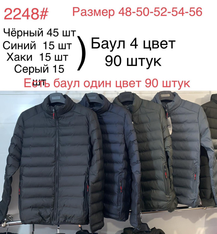 Куртка демісезонна чоловіча, плащівка, холофайбер, м.2248 (р. 48-56 ), 4 кольори, в упаковці 5 шт. №324311 - 